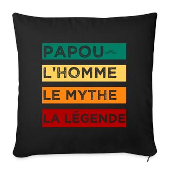 Papou l' homme humour papa cadeau fête des pères - Throw Pillow Cover 17.5” x 17.5” - black - Front