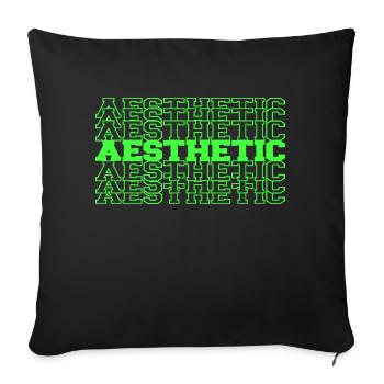 Neon Green Aesthetic - Throw Pillow Cover 17.5” x 17.5” - black - Front