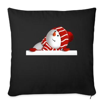 White snowman - Throw Pillow Cover 17.5” x 17.5” - black - Front
