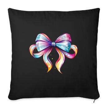 Ribbon Bow Colorful - Throw Pillow Cover 17.5” x 17.5” - black - Front