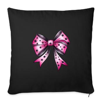 Ribbon Pink Bow - Throw Pillow Cover 17.5” x 17.5” - black - Front