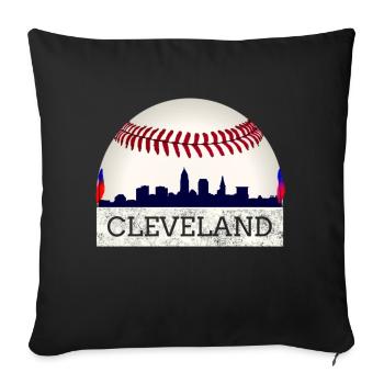 Cleveland Hometown Indian Skyline - Throw Pillow Cover 17.5” x 17.5” - black - Front