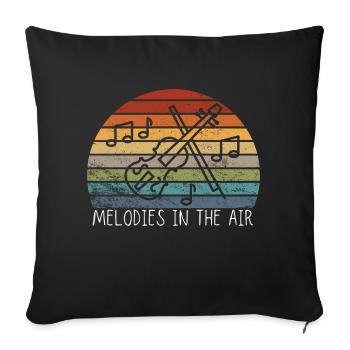 Melodies in the Air - Violin - Throw Pillow Cover 17.5” x 17.5” - black - Front