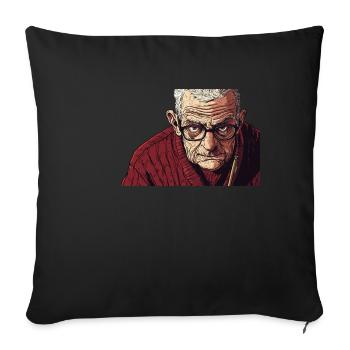 Elderly Man's Poignant Portrait - Throw Pillow Cover 17.5” x 17.5” - black - Front