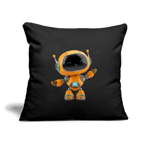 Playful Orange 3D Cartoon Robot for Kids - Throw Pillow Cover 17.5” x 17.5”