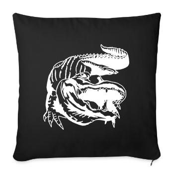 Alligator Crocodile Graphic - Throw Pillow Cover 17.5” x 17.5” - black - Front