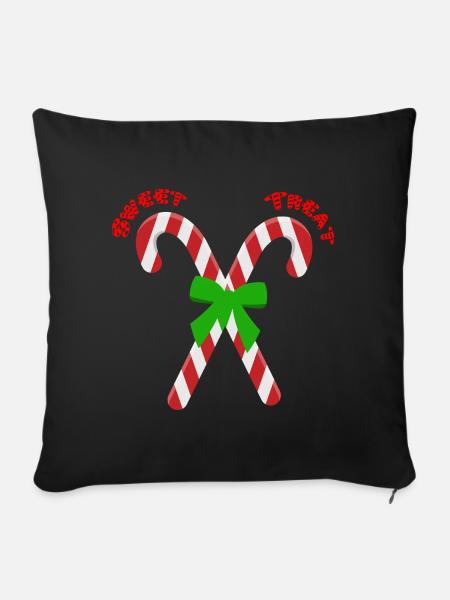 Candy Cane - Throw Pillow Cover 17.5” x 17.5” - black