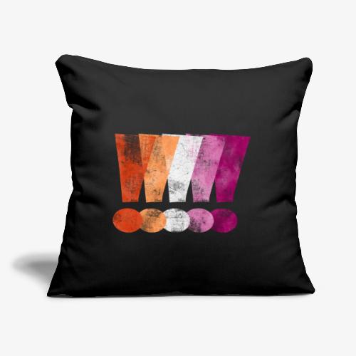 Distressed Lesbian Pride Graphic Exclamation - Throw Pillow Cover 17.5” x 17.5”