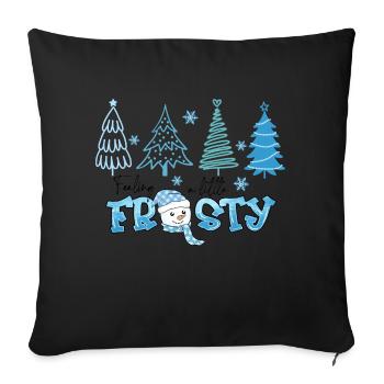 Christmas Tree Snowman - Throw Pillow Cover 17.5” x 17.5” - black - Front