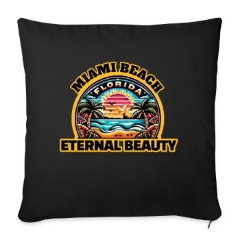 FLORIDA - miami beach - Throw Pillow Cover 17.5” x 17.5” - black - Front