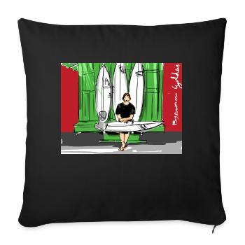 John John Florence Quiver Signature - Throw Pillow Cover 17.5” x 17.5” - black - Front