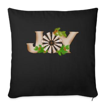 Christmas Joy Rustic Windmill Sayings Sweatshirt - Throw Pillow Cover 17.5” x 17.5” - black - Front