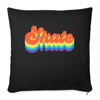 Skate The Rainbow - Throw Pillow Cover 17.5” x 17.5” - black - Front