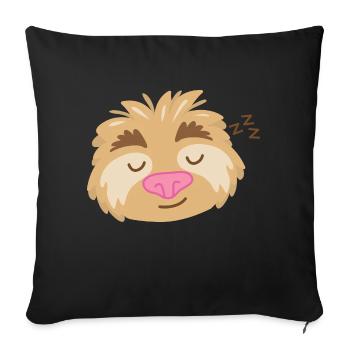 Super cute sleepy sloth face - Throw Pillow Cover 17.5” x 17.5” - black - Front