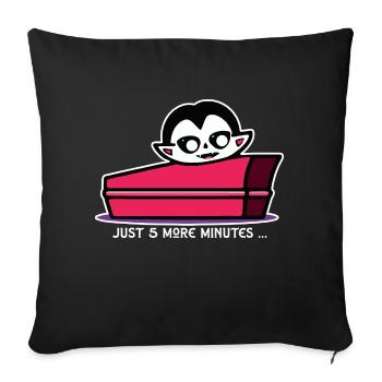 Cute Sleepy Halloween Vampire - Throw Pillow Cover 17.5” x 17.5” - black - Front
