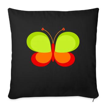 Green And Orange Butterfly - Throw Pillow Cover 17.5” x 17.5” - black - Front