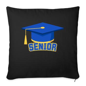 Graduation Cap Seniors Graduation Ceremony - Throw Pillow Cover 17.5” x 17.5” - black - Front