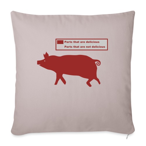 Bacon Pig Pork BBQ - Throw Pillow Cover 17.5” x 17.5”
