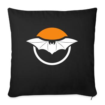 Bat, Floral Animal - Throw Pillow Cover 17.5” x 17.5” - black - Front