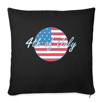 4th of July - Throw Pillow Cover 17.5” x 17.5” - black - Front