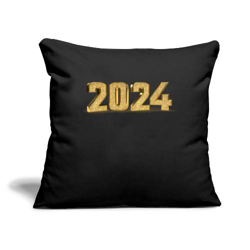 NEW 2024 Gold - Happy New Year! - Throw Pillow Cover 17.5” x 17.5”