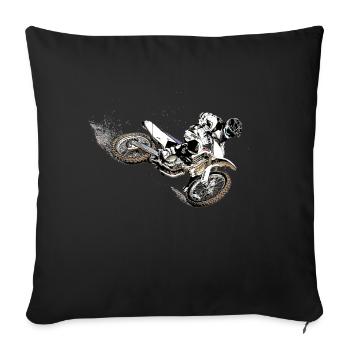 Motocross - Throw Pillow Cover 17.5” x 17.5” - black - Front