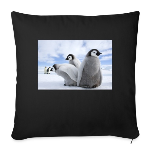 Penguins In The Polar Snow - Throw Pillow Cover 17.5” x 17.5”