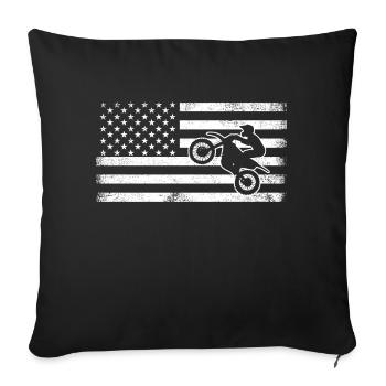 Braaap Vintage USA American Flag - Throw Pillow Cover 17.5” x 17.5” - black - Front