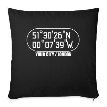 DESIGNlondon city coordinates - Throw Pillow Cover 17.5” x 17.5” - black - Front