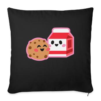 Cookie And Milk - Throw Pillow Cover 17.5” x 17.5” - black - Front