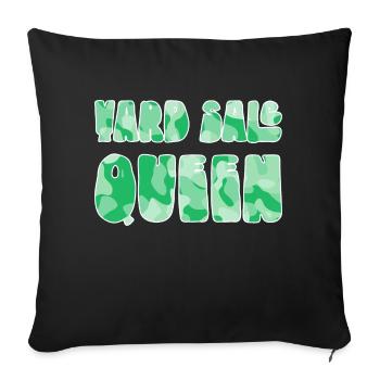 Yard Sale Queen green camo - Throw Pillow Cover 17.5” x 17.5” - black - Front