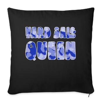 Yard Sale Queen blue camo - Throw Pillow Cover 17.5” x 17.5” - black - Front