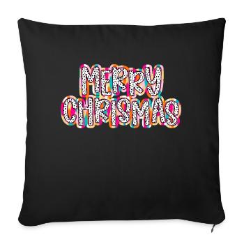 merry christmas brushstroke - Throw Pillow Cover 17.5” x 17.5” - black - Front
