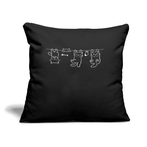 Minimalist Hanging Cats Line Art - Cute Kittens - Throw Pillow Cover 17.5” x 17.5”