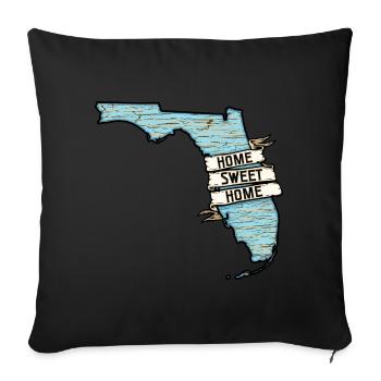 Florida Home Sweet Home Vintage Rustic Chic - Throw Pillow Cover 17.5” x 17.5” - black - Front