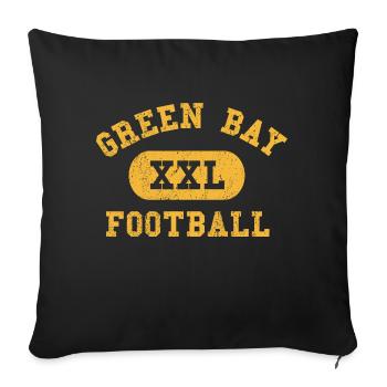 Green Bay Football - Throw Pillow Cover 17.5” x 17.5” - black - Front