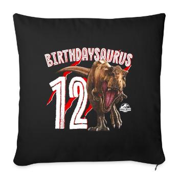 Jurassic World Birthday Design Birthdaysaurus 12 - Throw Pillow Cover 17.5” x 17.5” - black - Front