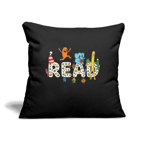 Whimsical READ Kids Cartoon - Throw Pillow Cover 17.5” x 17.5”