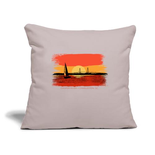 Sunset Charleston Harbor Back - Throw Pillow Cover 17.5” x 17.5”
