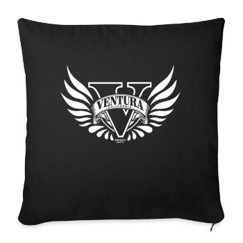 Ventura Beach Town - Throw Pillow Cover 17.5” x 17.5” - black - Front