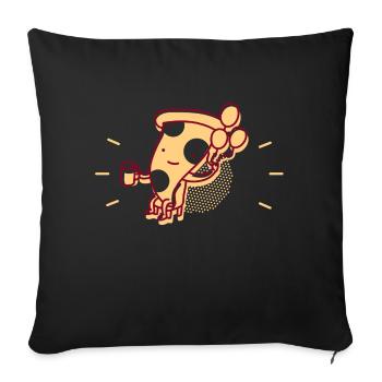 Baby Toddler Pizza Party Kid - Throw Pillow Cover 17.5” x 17.5” - black - Front