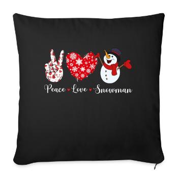 Merry Christmas Snowman - Throw Pillow Cover 17.5” x 17.5” - black - Front