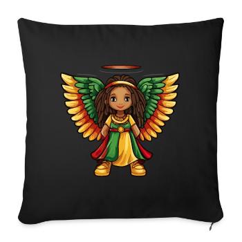 Ange Rasta mignon - Housse de coussin décorative - noir - Devant