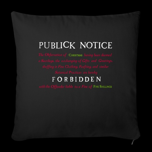 Boston Christmas Ban Notice 1659 - Throw Pillow Cover 17.5” x 17.5”