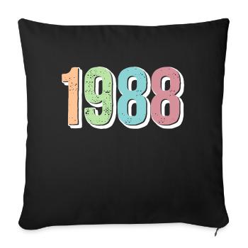 1988 Birth Year - Throw Pillow Cover 17.5” x 17.5” - black - Front