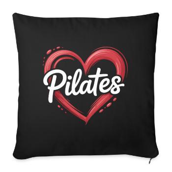 Pilates Heart Logo Print - Throw Pillow Cover 17.5” x 17.5” - black - Front