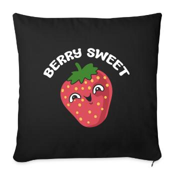 Berry Sweet Strawberry Picker - Throw Pillow Cover 17.5” x 17.5” - black - Front