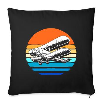RC Plane Pilot Airplane Model - Throw Pillow Cover 17.5” x 17.5” - black - Front