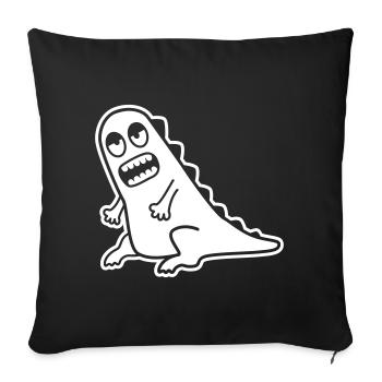 Dino Rawr Kawaii - Throw Pillow Cover 17.5” x 17.5” - black - Front