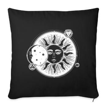 Sun and Moon in White - Throw Pillow Cover 17.5” x 17.5” - black - Front